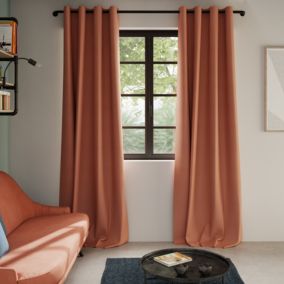 Rideau tamisant à œillets Hiva coton terracotta L.260 x l.140cm GoodHome