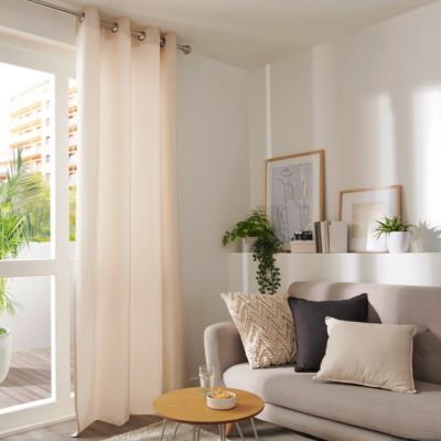 Rideau tamisant à œillets Hiva ivoire l.140 x H.260 cm GoodHome