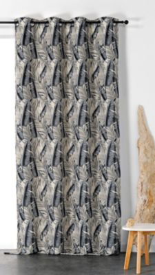 Rideau tamisant à œillets Java noir et blanc l.135 x H.250cm Linder