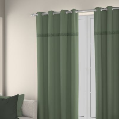 Rideau tamisant à œillets Marley à franges vert l.140 x H.260cm Ornami