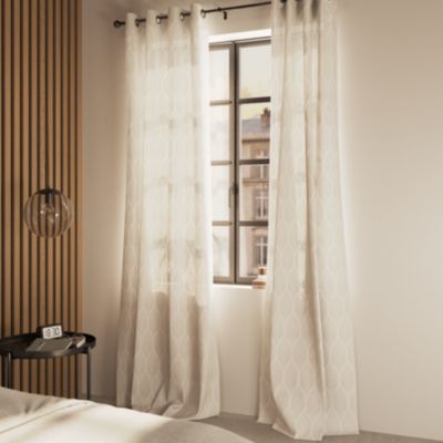 Rideau tamisant à œillets Mieor imprimé beige l.140 x H.260cm GoodHome