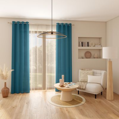 Rideau tamisant à œillets Pahea bleu l.135 x H.240cm GoodHome