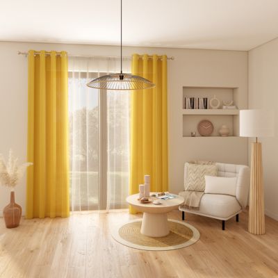 Rideau tamisant à œillets Pahea jaune l.135 x H.260cm GoodHome