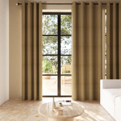 Rideau tamisant à œillets uni effet froissé Castellano jaune moutarde l.140 x H.260cm GoodHome