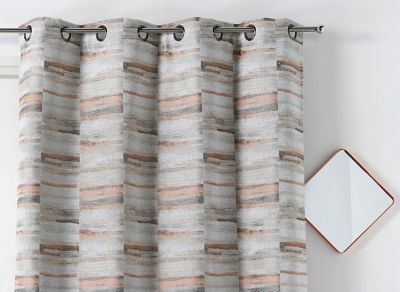 Rideau tamisant à œillets velours chenillé Etretat beige l.135 x H.260cm Linder