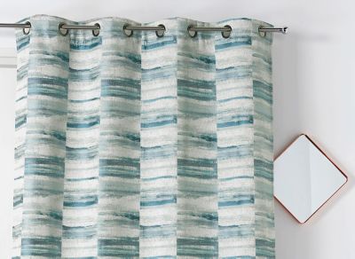Rideau tamisant à œillets velours chenillé Etretat bleu l.135 x H.260cm Linder