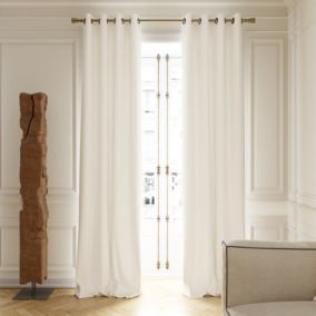 Rideau tamisant à œillets velours côtelé Akola blanc L.260 x l.140cm GoodHome