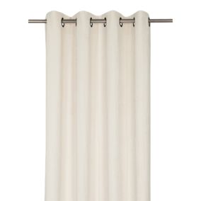 Rideau tamisant à œillets velours côtelé Akola blanc L.260 x l.140cm GoodHome