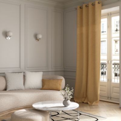 Rideau tamisant à œillets velours côtelé Akola marron camel l.140 x H.260cm GoodHome