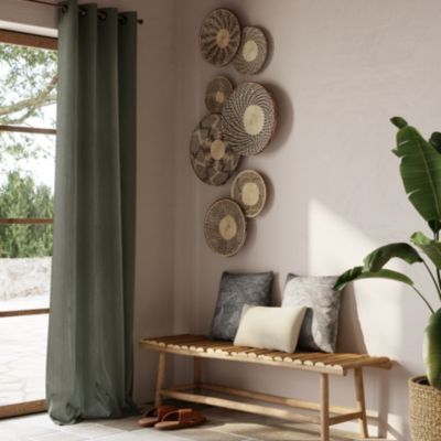 Rideau tamisant à œillets velours côtelé Akola vert kaki foncé l.140 x H.260cm GoodHome