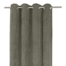 Rideau tamisant à œillets velours côtelé Akola vert kaki foncé L.260 x l.140cm GoodHome