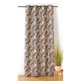 Rideau tamisant à oeillets Eden feuillage orange L.250 x l.140cm Linder