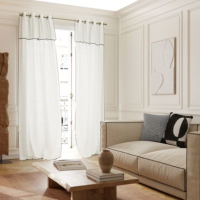 Rideau tamisant à oeillets en coton, point de bourdon Mongla blanc l.140 x H.260cm GoodHome