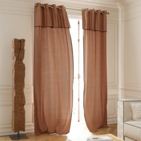 Rideau tamisant à oeillets en coton, point de bourdon Mongla terracotta L.260 x l.140cm GoodHome