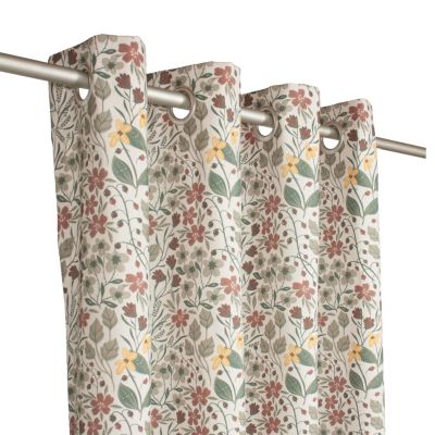 Rideau tamisant à oeillets fleuri liberty rose et vert l.140 x H.260cm