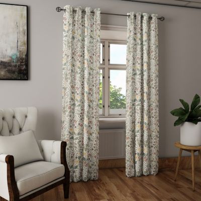 Rideau tamisant à oeillets fleuri liberty rose et vert l.140 x H.260cm