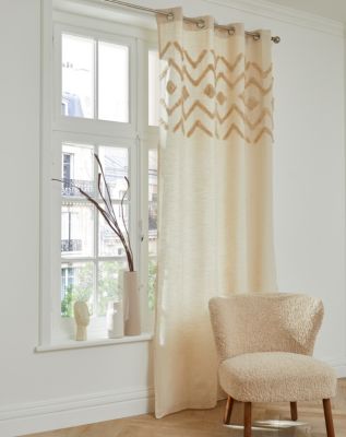 Rideau tamisant à oeillets haut Tufté beige l.140 x H.260cm