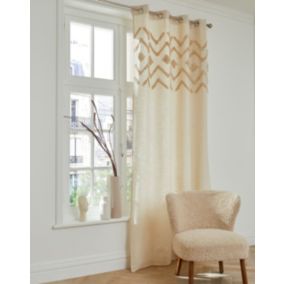 Rideau tamisant à oeillets haut tufté beige L.260 x l.140cm Deko & Co