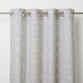 Rideau tamisant à oeillets Luena effet jacquard géométrique gris L.260 x l.140cm GoodHome