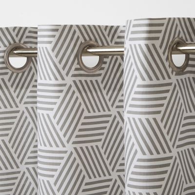 Rideau tamisant à oeillets Luena effet jacquard géométrique gris L.260 x l.140cm GoodHome