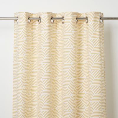 Rideau tamisant à oeillets Luena effet jacquard géométrique jaune L.260 x l.140cm GoodHome