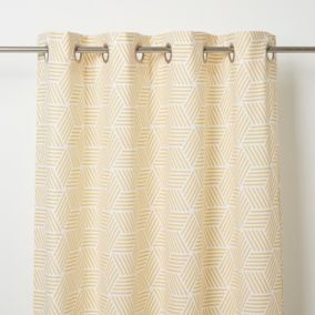 Rideau tamisant à oeillets Luena effet jacquard géométrique jaune L.260 x l.140cm GoodHome