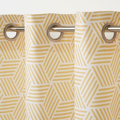 Rideau tamisant à oeillets Luena effet jacquard géométrique jaune L.260 x l.140cm GoodHome