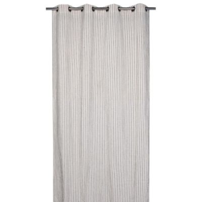 Rideau tamisant à oeillets tissage Surpiqué beige et gris l.140 x H.260cm