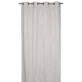 Rideau tamisant à oeillets tissage surpiqué beige et gris L.260 x l.140cm Deko & Co