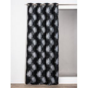 Rideau tamisant Aladin Rocle chenille graphique noir L.260 x l.135 cm