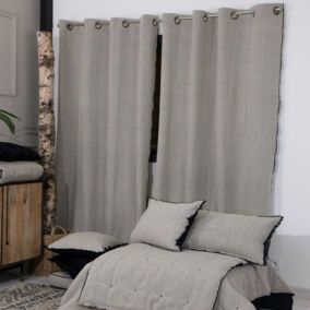 Rideau tamisant aux surjets apparents (150x280 cm - Gris clair)