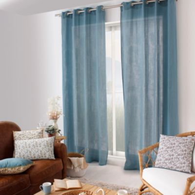 Rideau tamisant en gaze de coton (140x240 cm - Bleu azur)