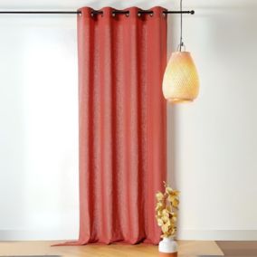 Rideau tamisant en poly/lin (140x250 cm - Rose poudré)