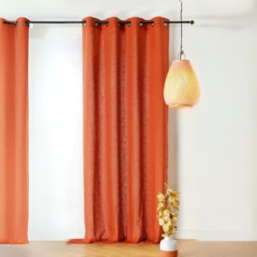 Rideau tamisant en poly/lin (140x250 cm - Terracotta)