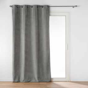 Rideau tamisant en velours uni (135x260 cm - Gris)