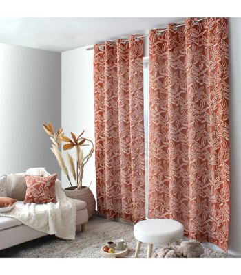 Rideau tamisant esprit lodge 140x240cm - 140x240cm - Terre cuite