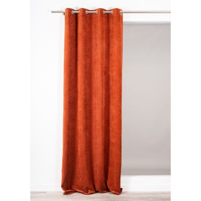 Rideau tamisant Fernand Rocle velours cotelé cuivre rouille L.260 x l.140 cm
