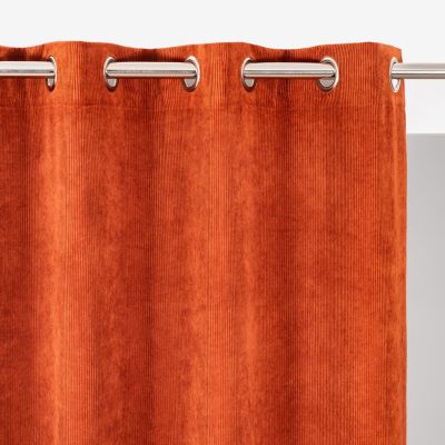 Rideau tamisant Fernand Rocle velours cotelé cuivre rouille L.260 x l.140 cm