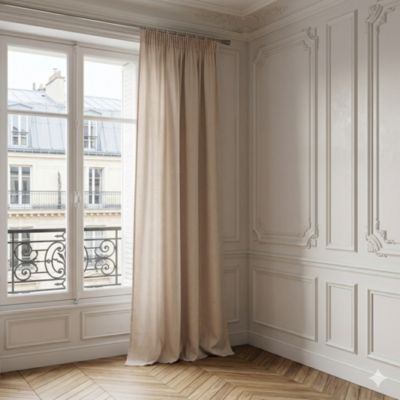 Rideau tamisant galon fronceur beige pailleté l.140 x H.260 cm Rocle Precieux
