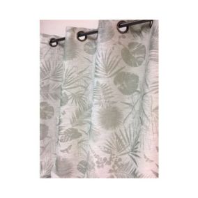 Rideau tamisant motif tropical vert - 140x270cm - Vert