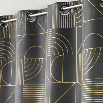 Rideau tamisant à motifs métallisés (140x260 cm - Gris anthracite)