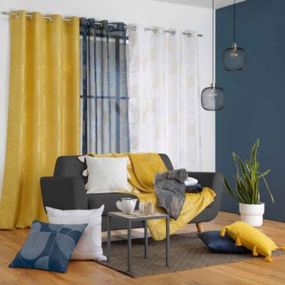 Rideau tamisant à motifs métallisés (140x260 cm - Gris anthracite)