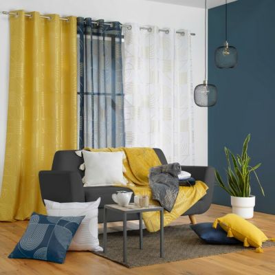 Rideau tamisant à motifs métallisés (140x260 cm - Gris anthracite)
