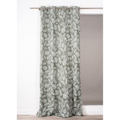 Rideau tamisant Sylvania Rocle Feuillage jacquard vert kaki L.260 x l.140 cm