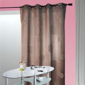 Rideau Taupe en Shantung Brodé 'Ronds Mêlés' (140x260 cm - Taupe)