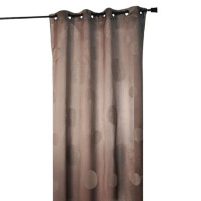 Rideau taupe en shantung brodé ronds mêlés (140x260 cm - Taupe)