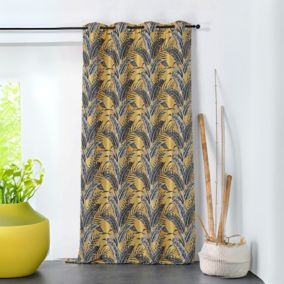 Rideau tendance aux impressions exotiques (135x245 cm - Jaune)