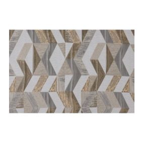 Rideau tendance motif courbe design - 135x240cm - Beige