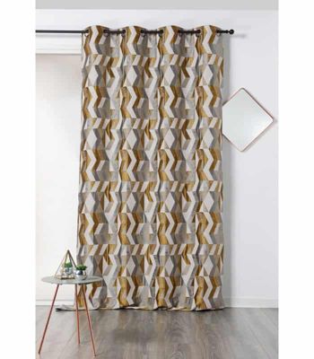Rideau tendance motif courbe design - 135x240cm - Doré