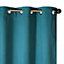 Rideau thermique 100% polyester avec œillets l.140 x H. 240 cm bleu canard